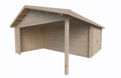 Garaż drewniany - STANISŁAW 615x530 32,6 m2 (18 m2 + wiata)