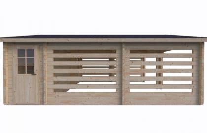 Domek drewniany - STOCKHOLM B 600x700cm 42 m2 (8,8 m2 + wiata)