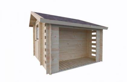 Domek drewniany - KOKOSZKA B z drewutnią 305x280 8,5 m2
