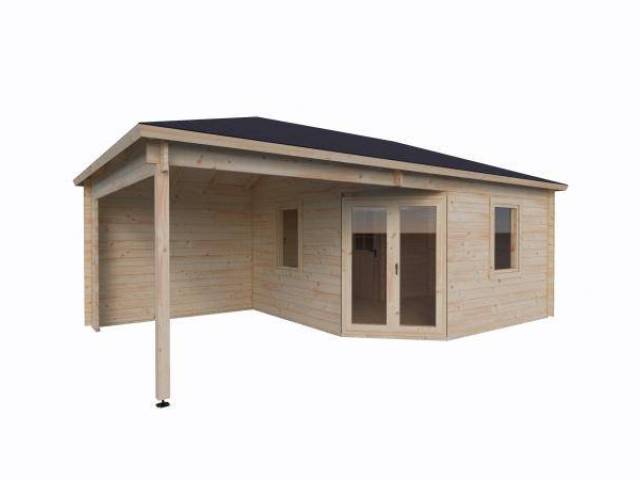 Dom drewniany- SIERPÓWKA B 676x400 27 m2 (15 m2+ wiata)