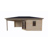 Dom drewniany- SIERPÓWKA B 676x400 27 m2 (15 m2+ wiata)