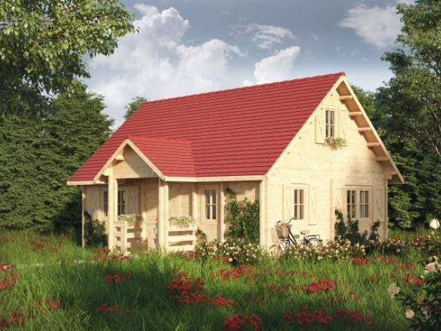 Dom drewniany - ANIA 800x570+ganek 94,2 m2