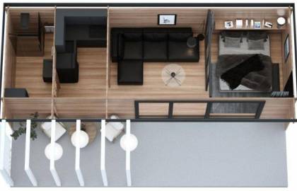 Dom drewniany - KOSTKA I 1040x590 61,4 m2