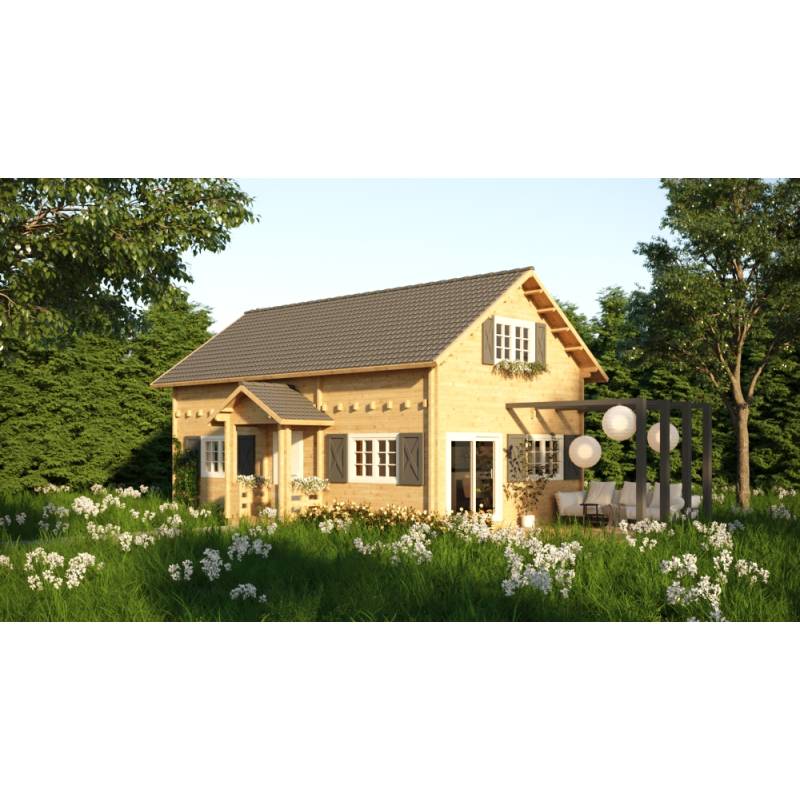 Dom drewniany - ANIA II 1000x600+ganek 122,8 m2