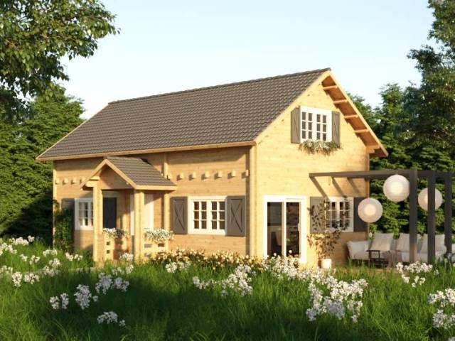 Dom drewniany - ANIA II 1000x600+ganek 122,4 m2
