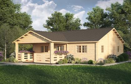 Dom drewniany – SIEWNICA 972x857+ganek 100,8 m2