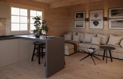 Dom drewniany -  CHABER II 600x890 50,5 m2 (33,6 m2 + taras) bez balustrad