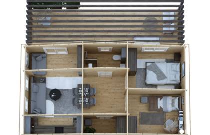 Dom drewniany - PUSTYNNIK B 1050x595 62,5 m2