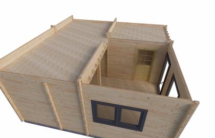 Dom drewniany – HEZE 600x600 55,3 m2 (33,6 + antresola)