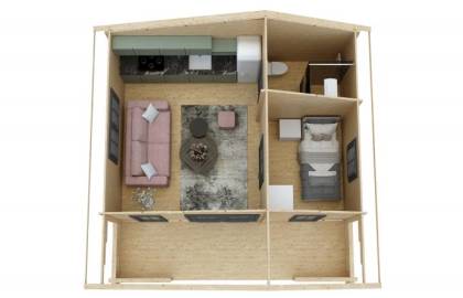 Dom drewniany - CHABER 600x600 33,6 m2 (25 m2+taras)