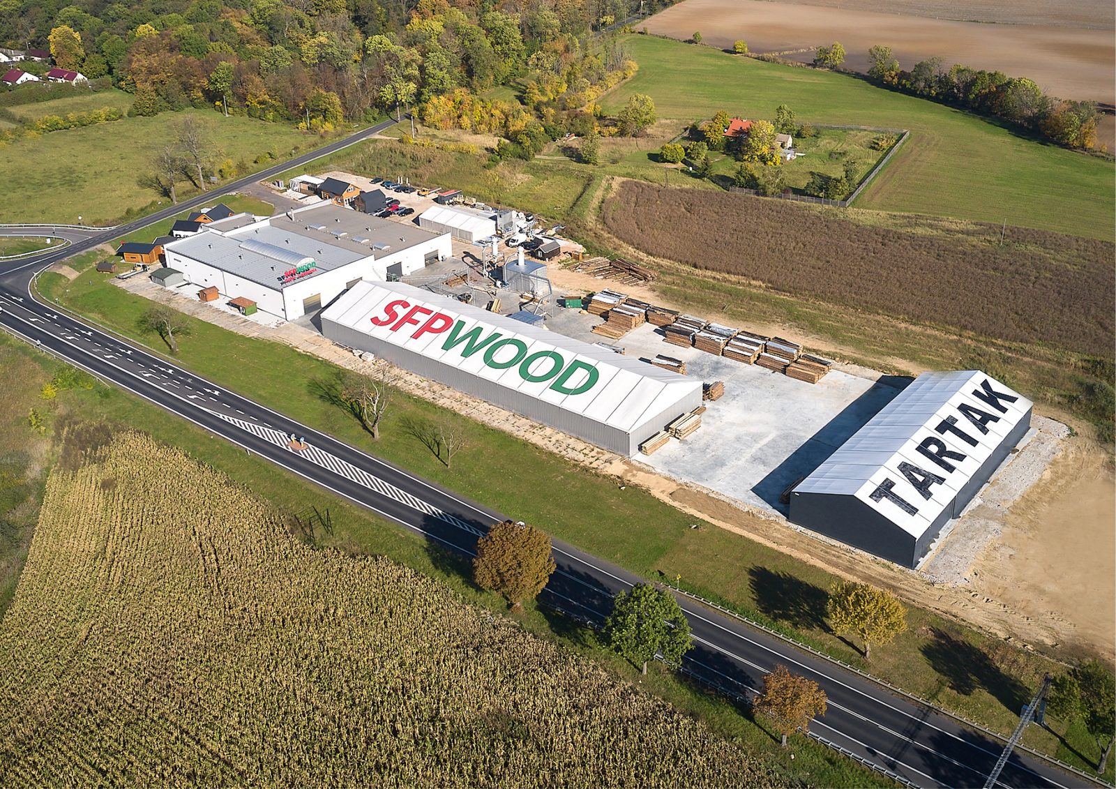 Hala produkcyjna SFPWOOD w Młodasku z lotu ptaka